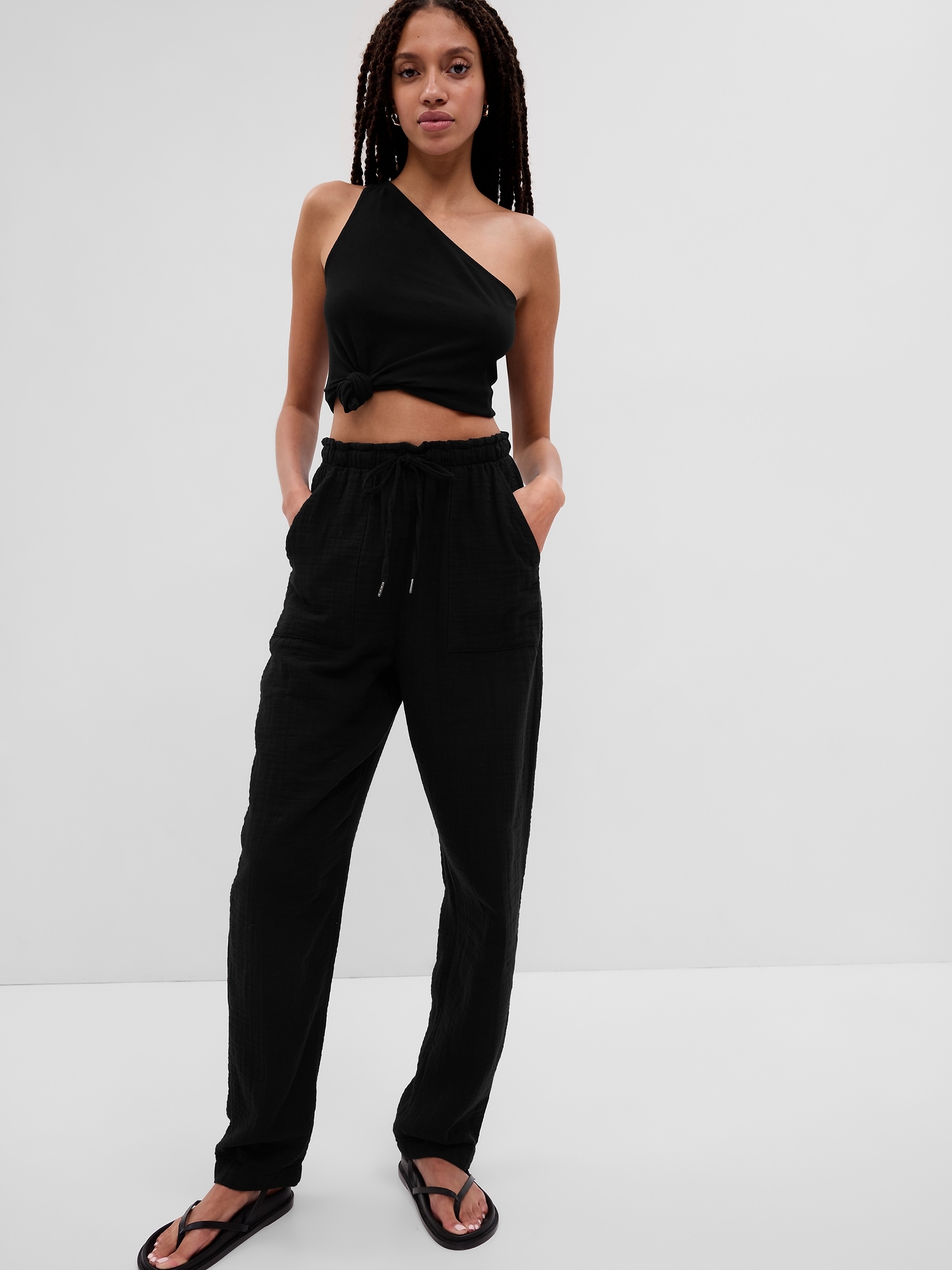 Gap Crinkle Gauze Pants black. 1