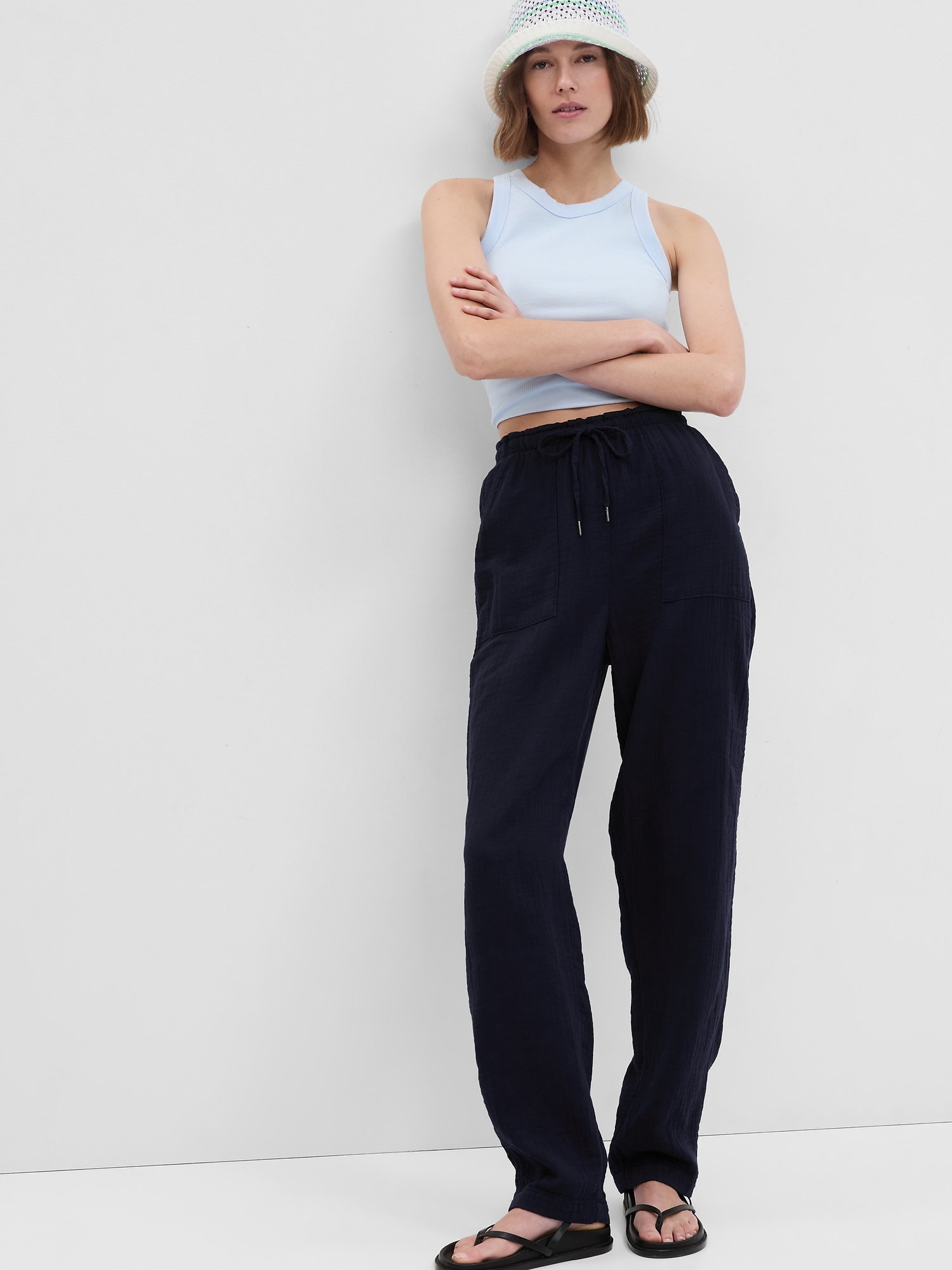 Gap Crinkle Gauze Pants blue. 1