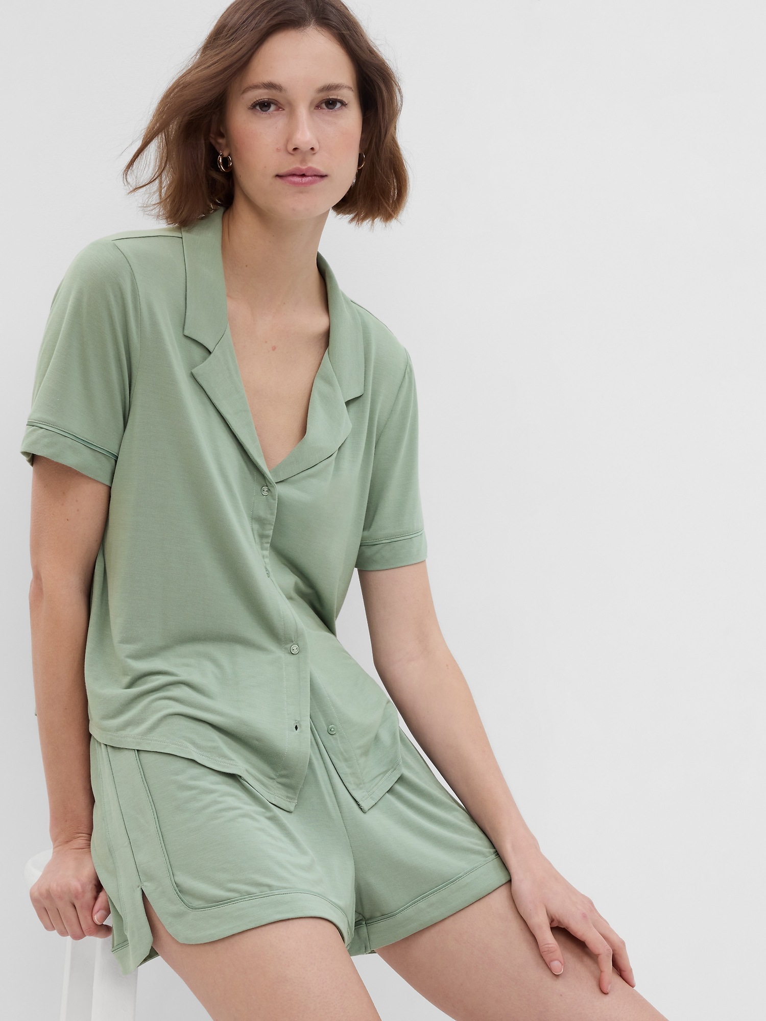 Gap LENZING&#153 TENCEL&#153 Modal Pajama Shirt green. 1