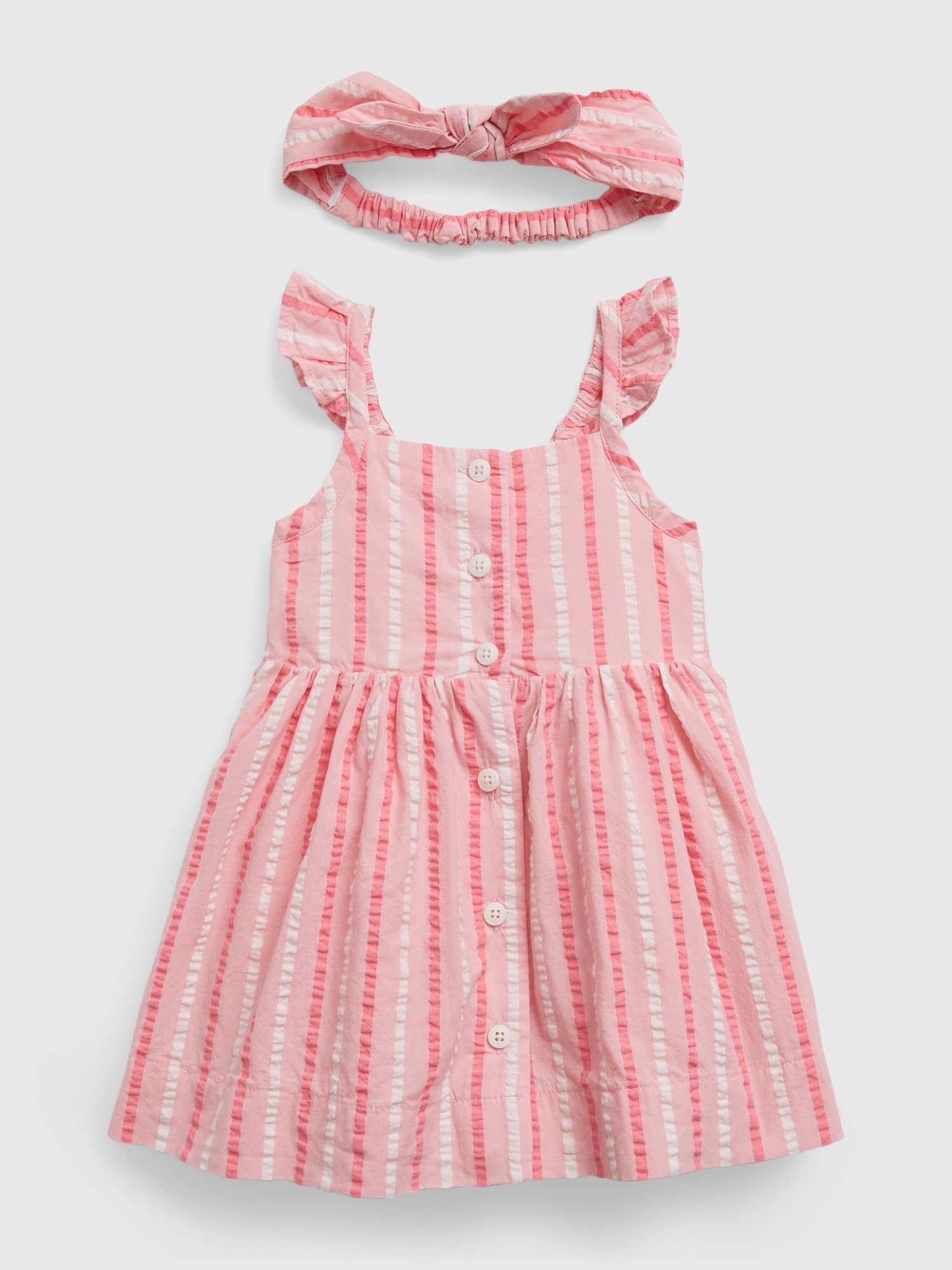 Gap Baby Stripe Dress Set pink. 1