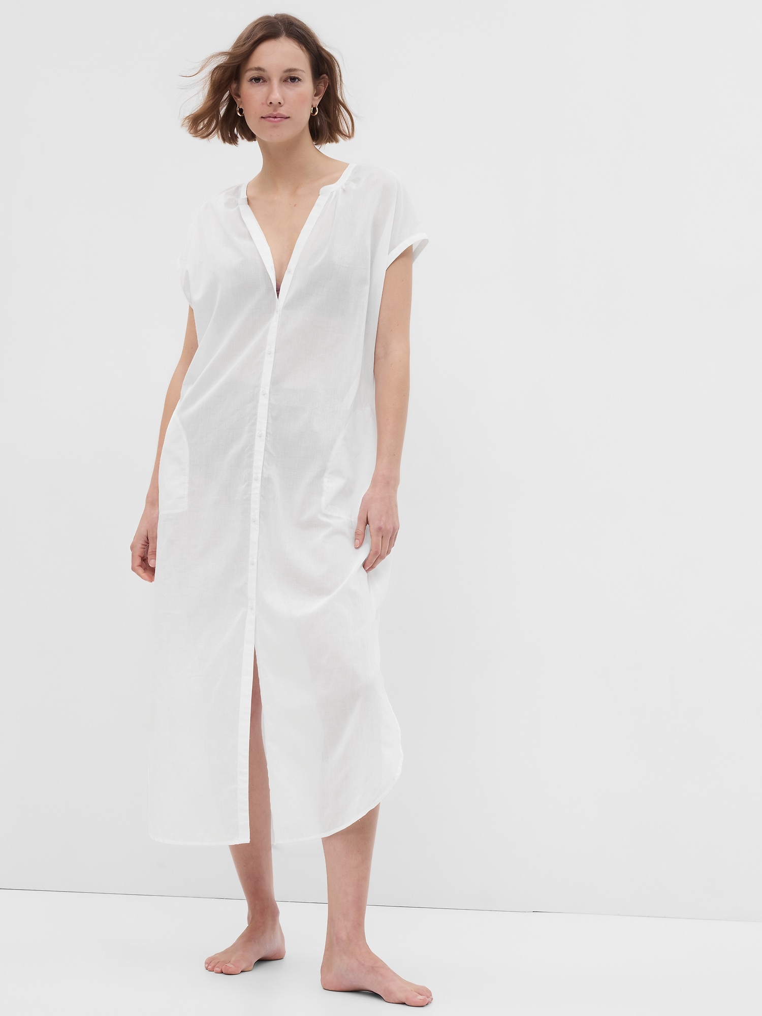 Gap Voile Dolman Shirtdress white. 1