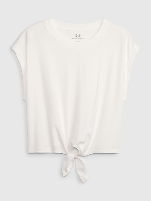 Image number 4 showing, Organic Cotton Vintage Tie-Front Dolman T-Shirt