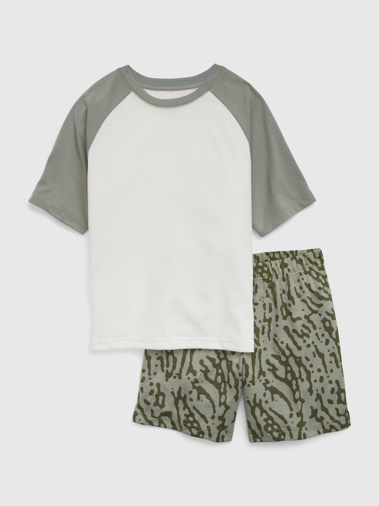 Gap Kids Recycled Raglan PJ Shorts Set white. 1