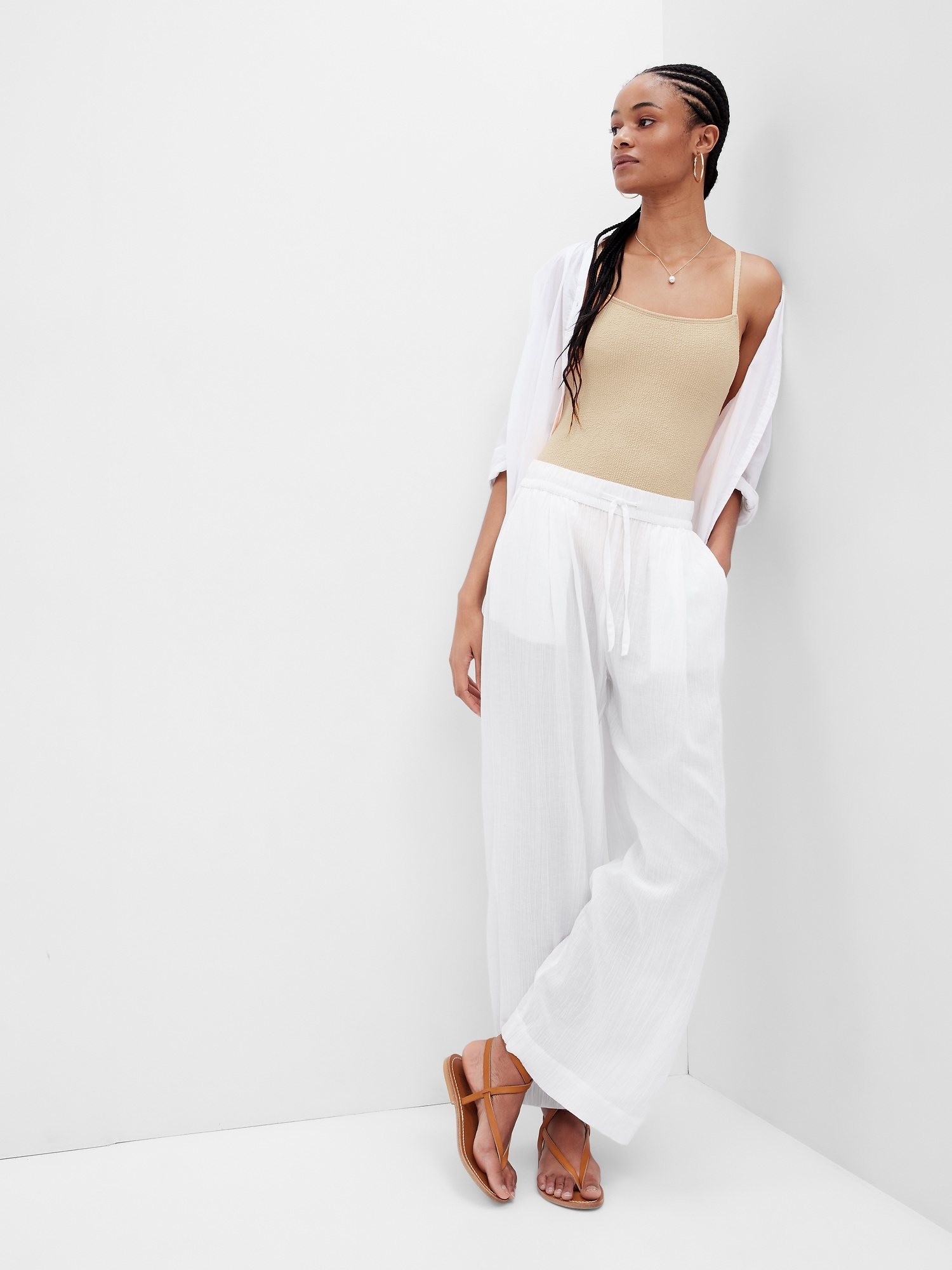 WideLeg Linen Pants with Washwell  Gap Factory