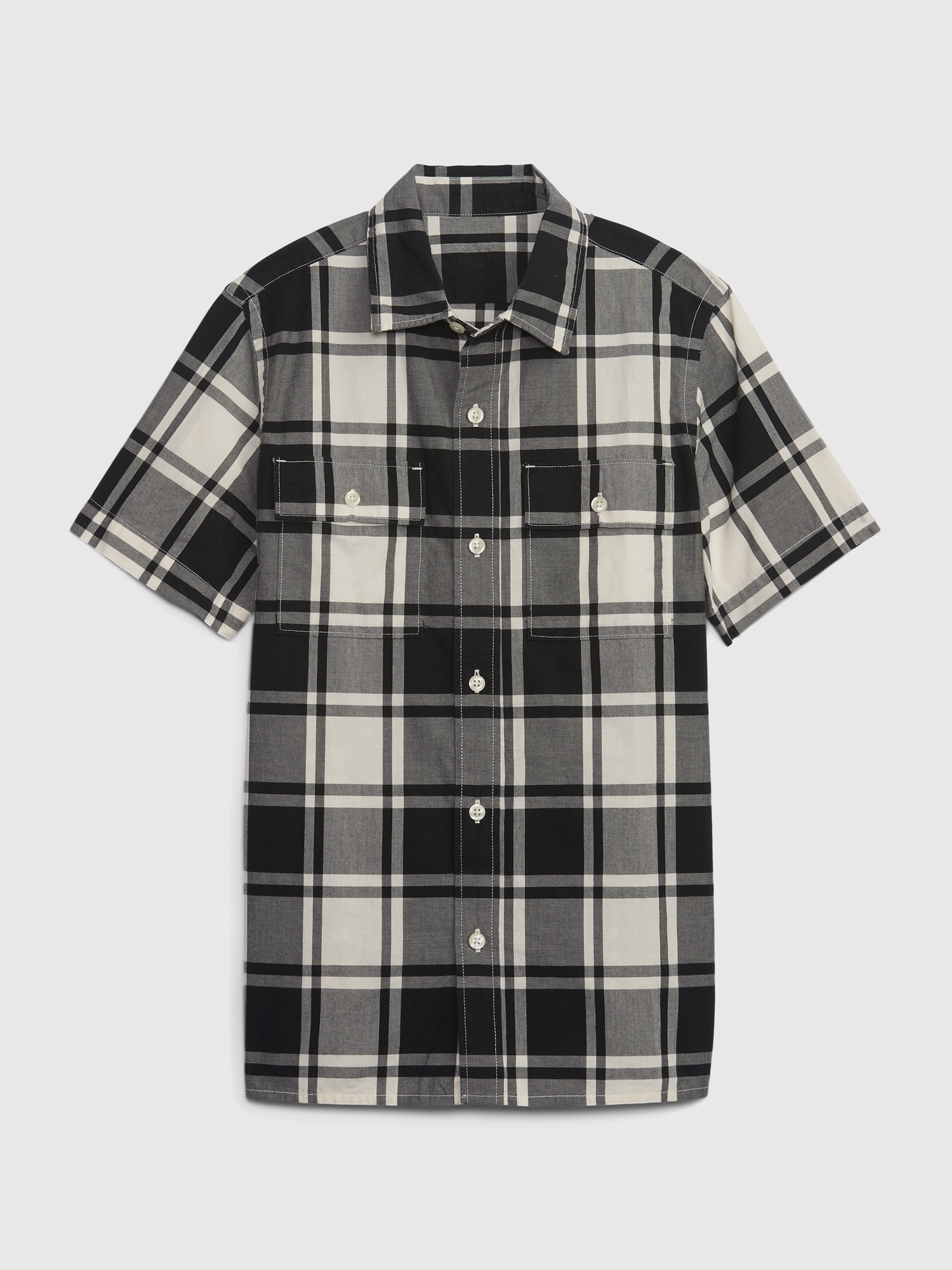 Gap Kids Linen-Cotton Poplin Shirt black. 1