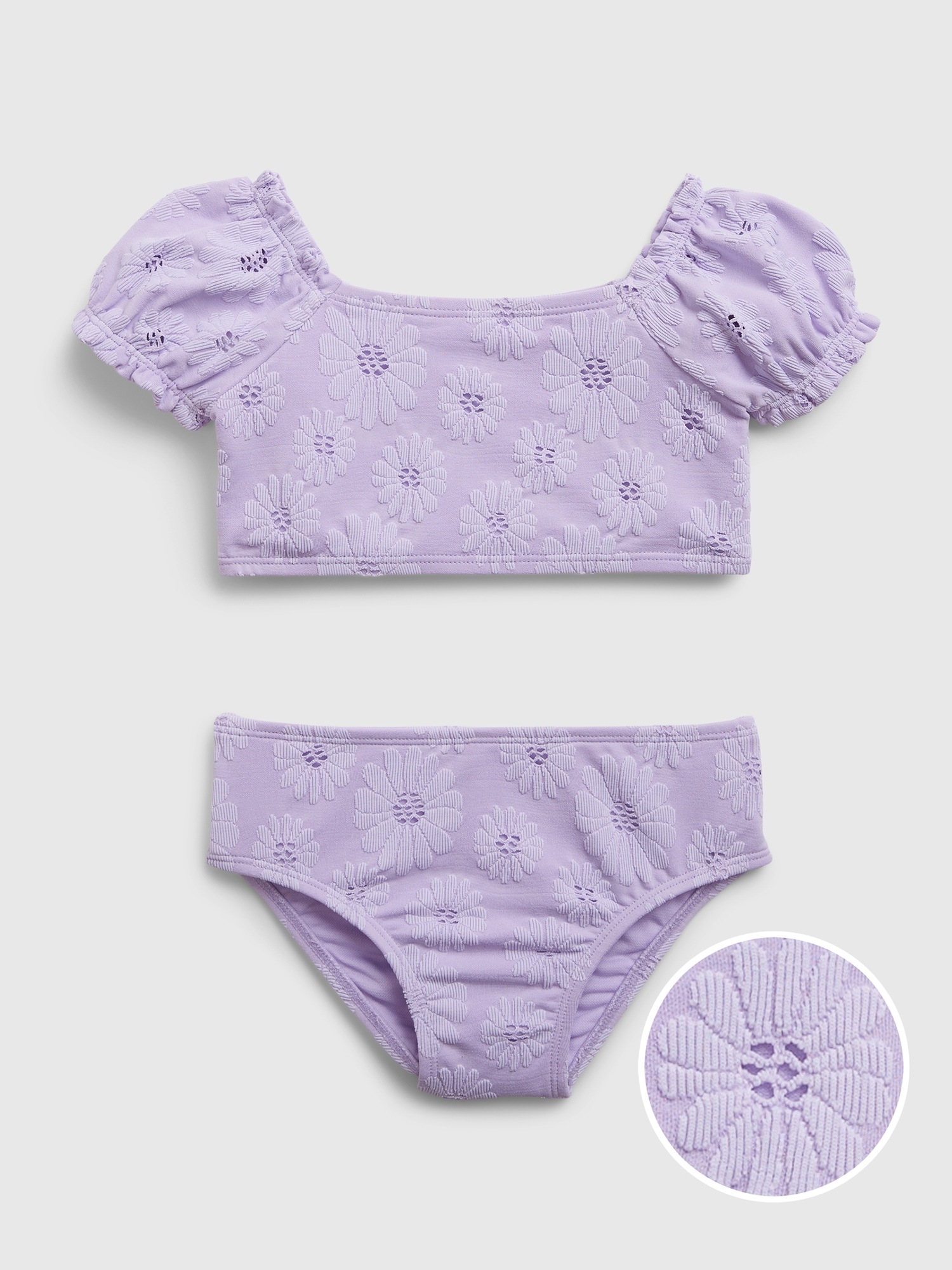 Gap Toddler Textured Puff Sleeve Swim Two-Piece purple. 1