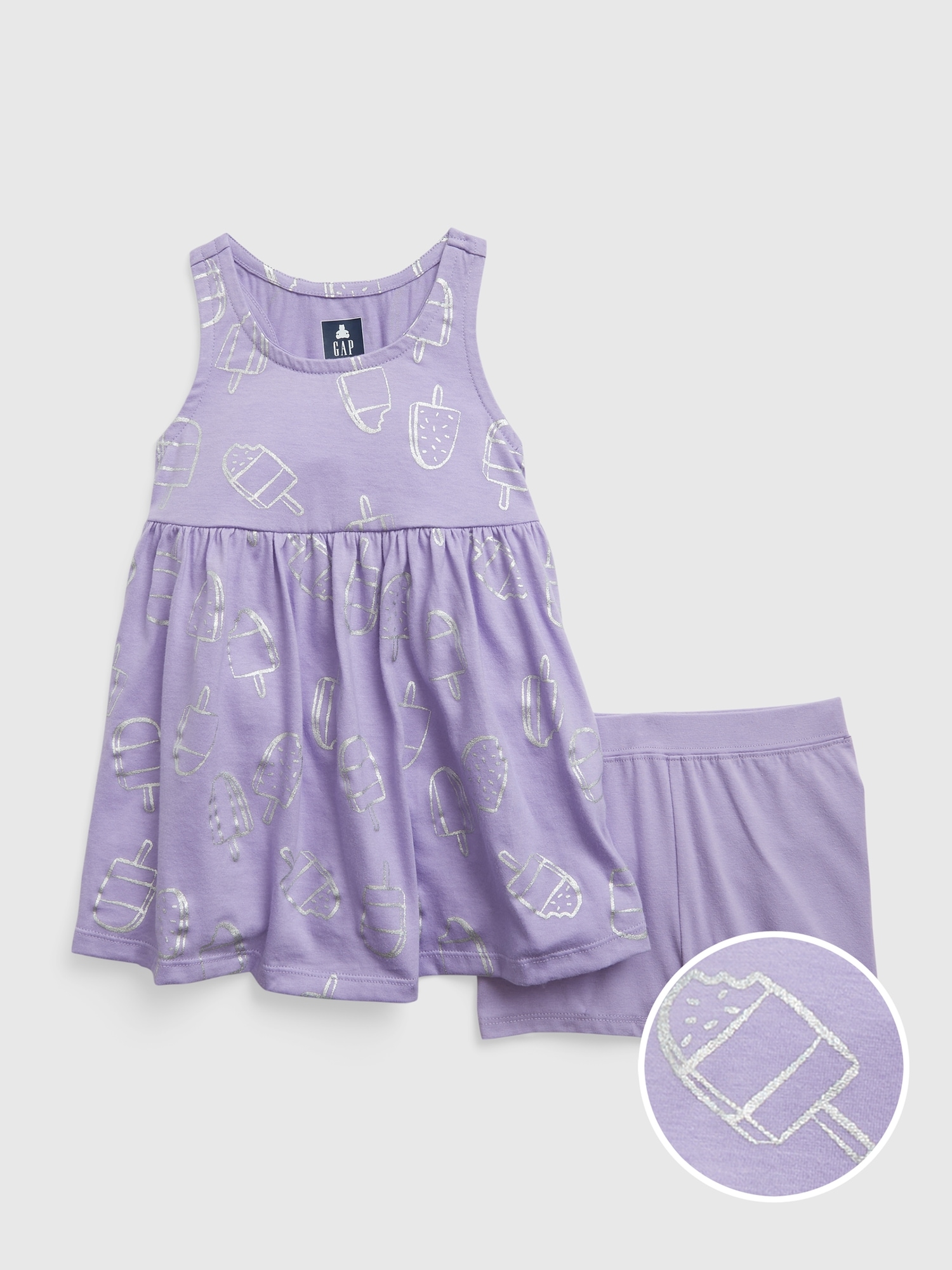 Gap Toddler 100% Organic Cotton Mix and Match Skater Dress Set purple. 1