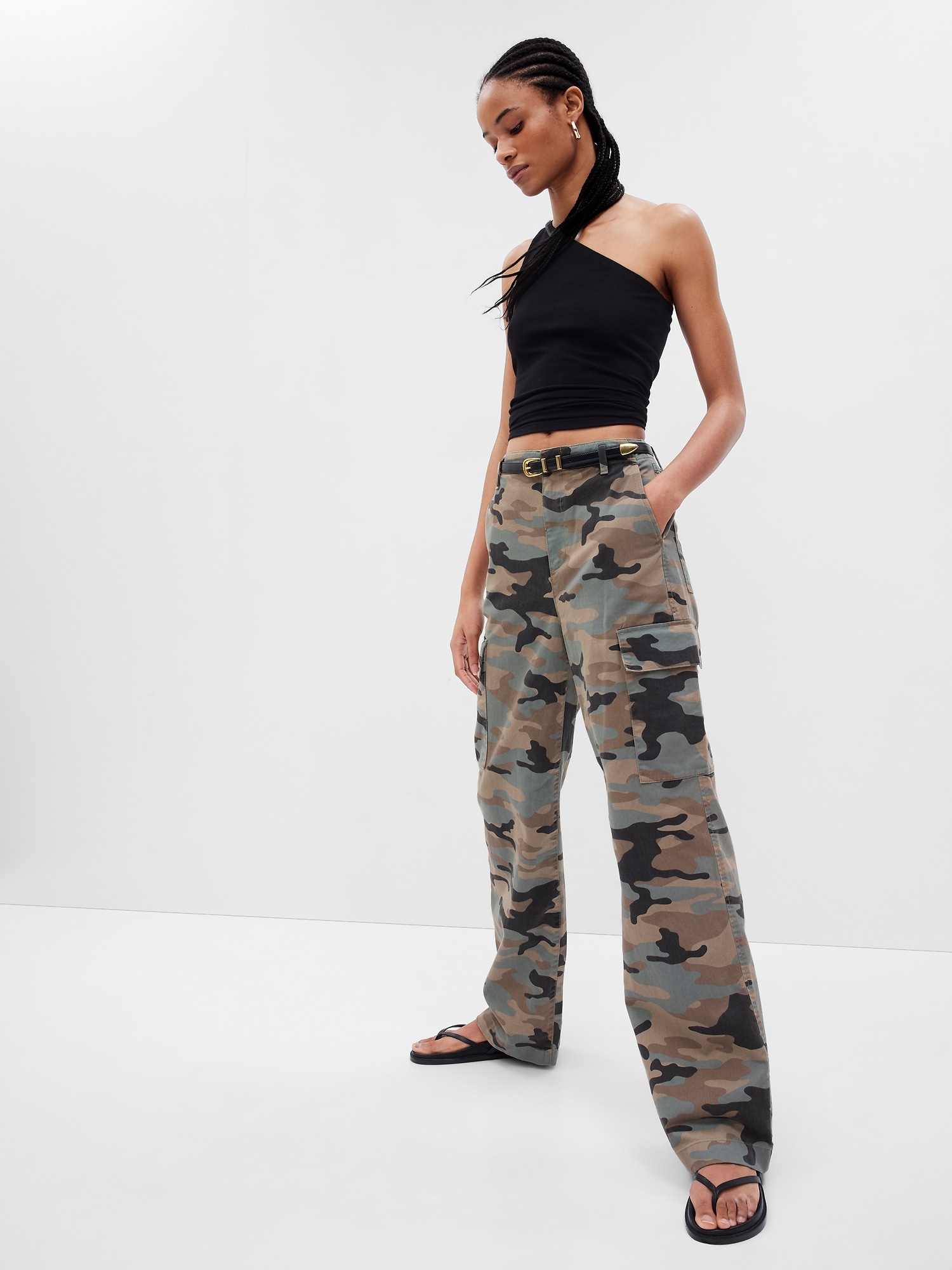 Gap Women's Size 8 Green Military Camo Mid Rise Girlfriend Chino Pants