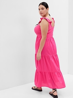 Flutter Sleeve Empire Waist Flare Feeding Maxi Dress