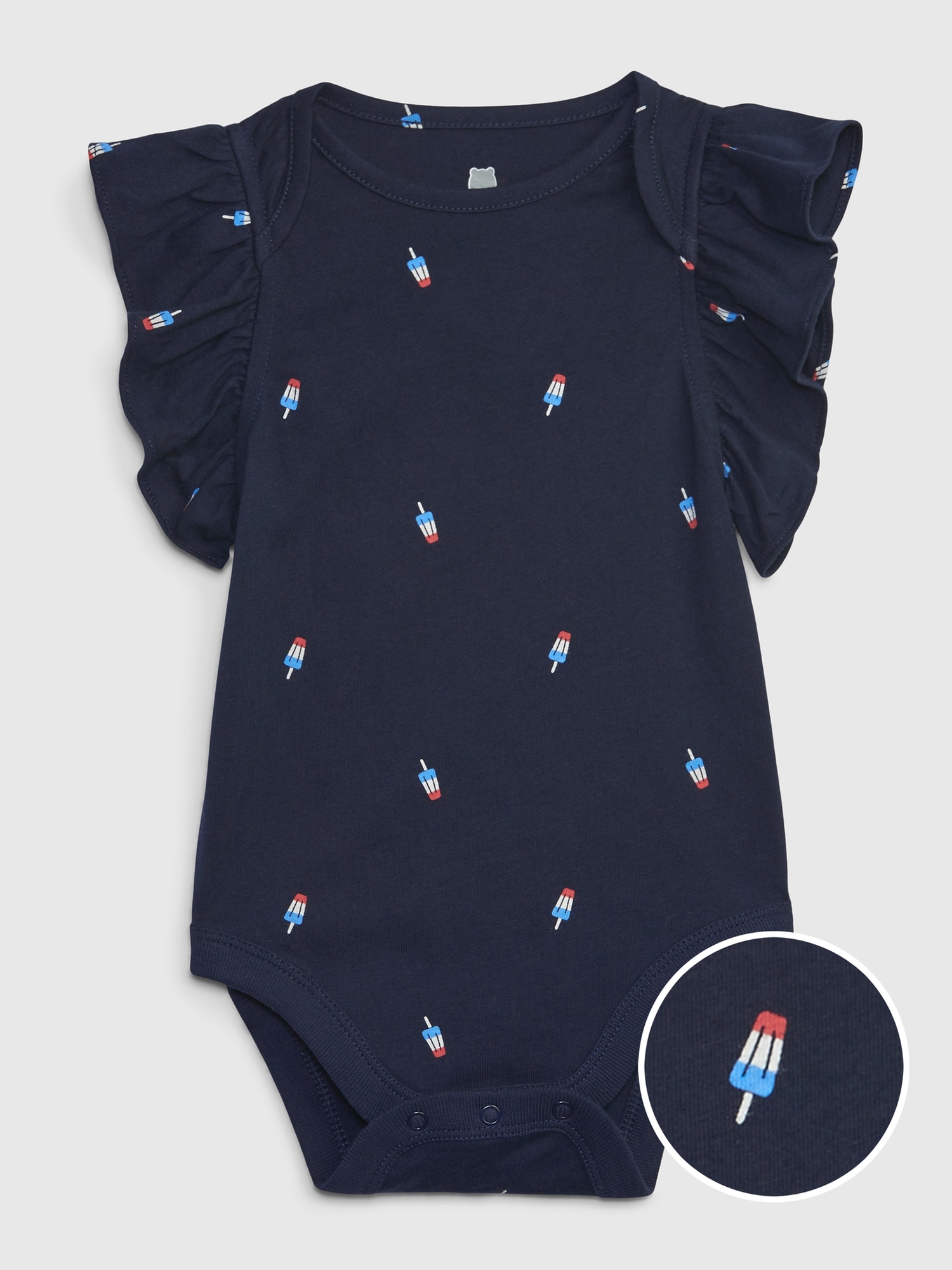 Gap Baby 100% Organic Cotton Mix and Match Flutter Sleeve Bodysuit blue. 1