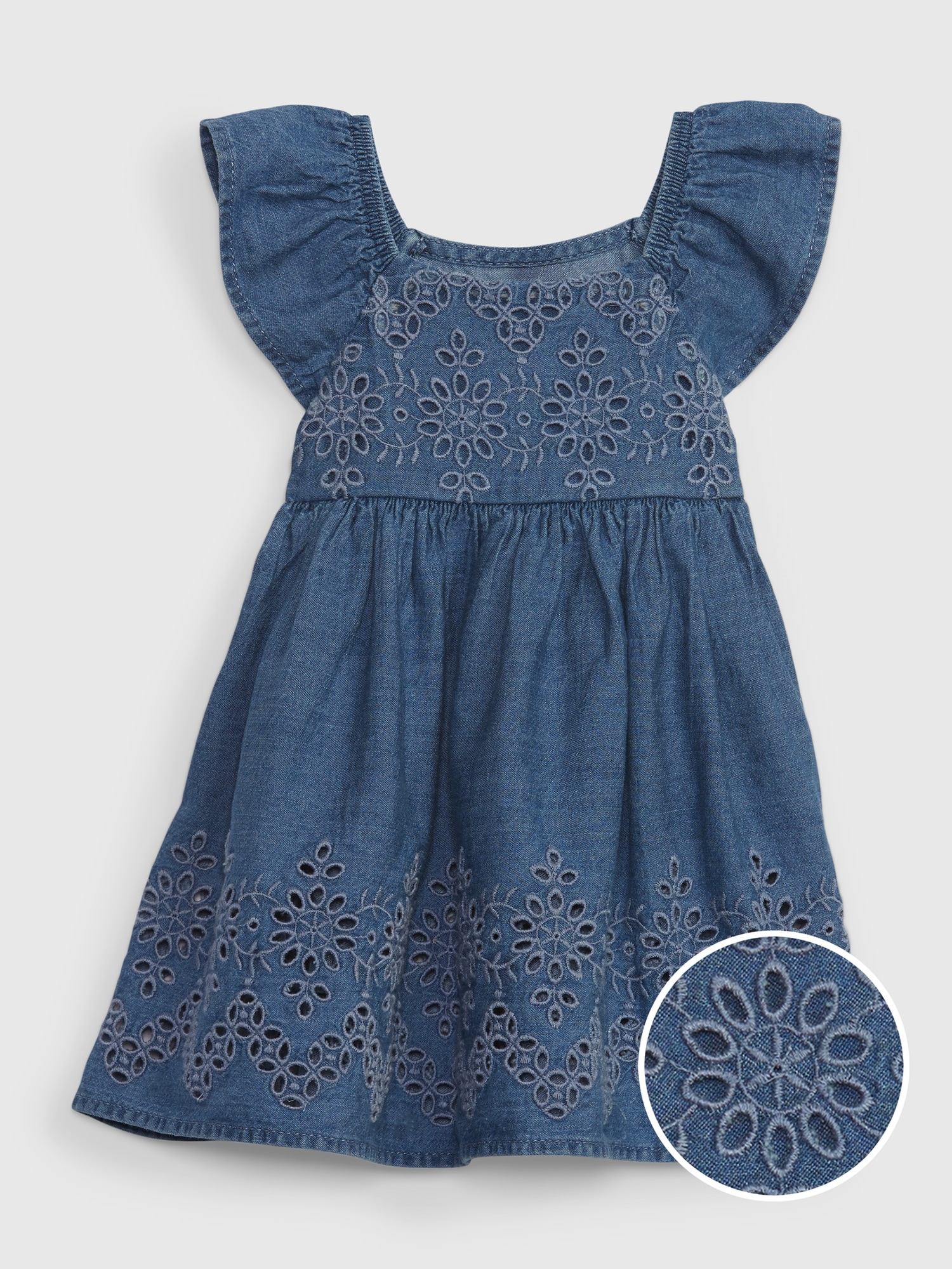 Gap Baby Eyelet Denim Dress with Washwell blue. 1