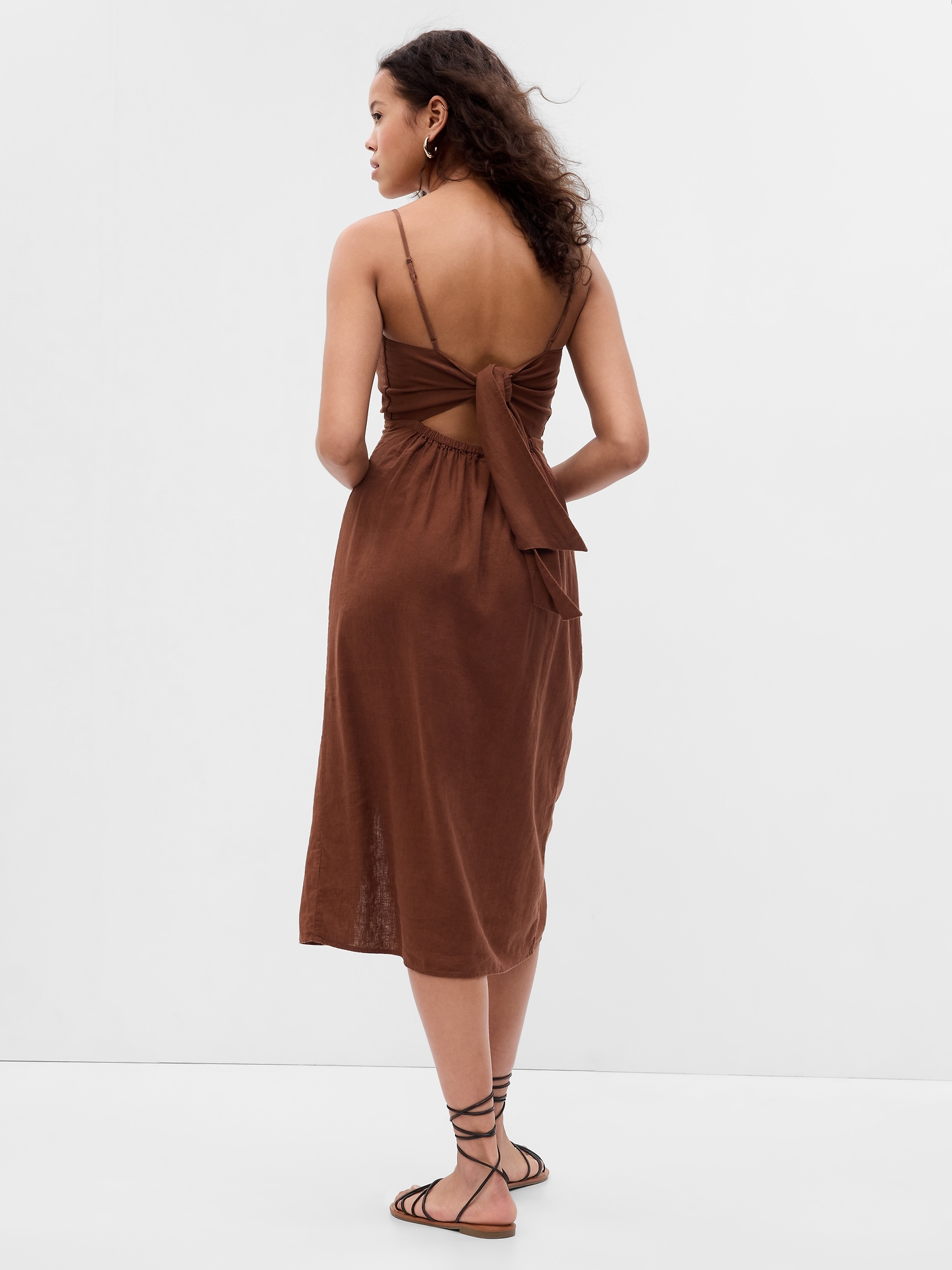 FINAL SALE- Washed Silk Wrap Midi Dress with Adjustable Straps