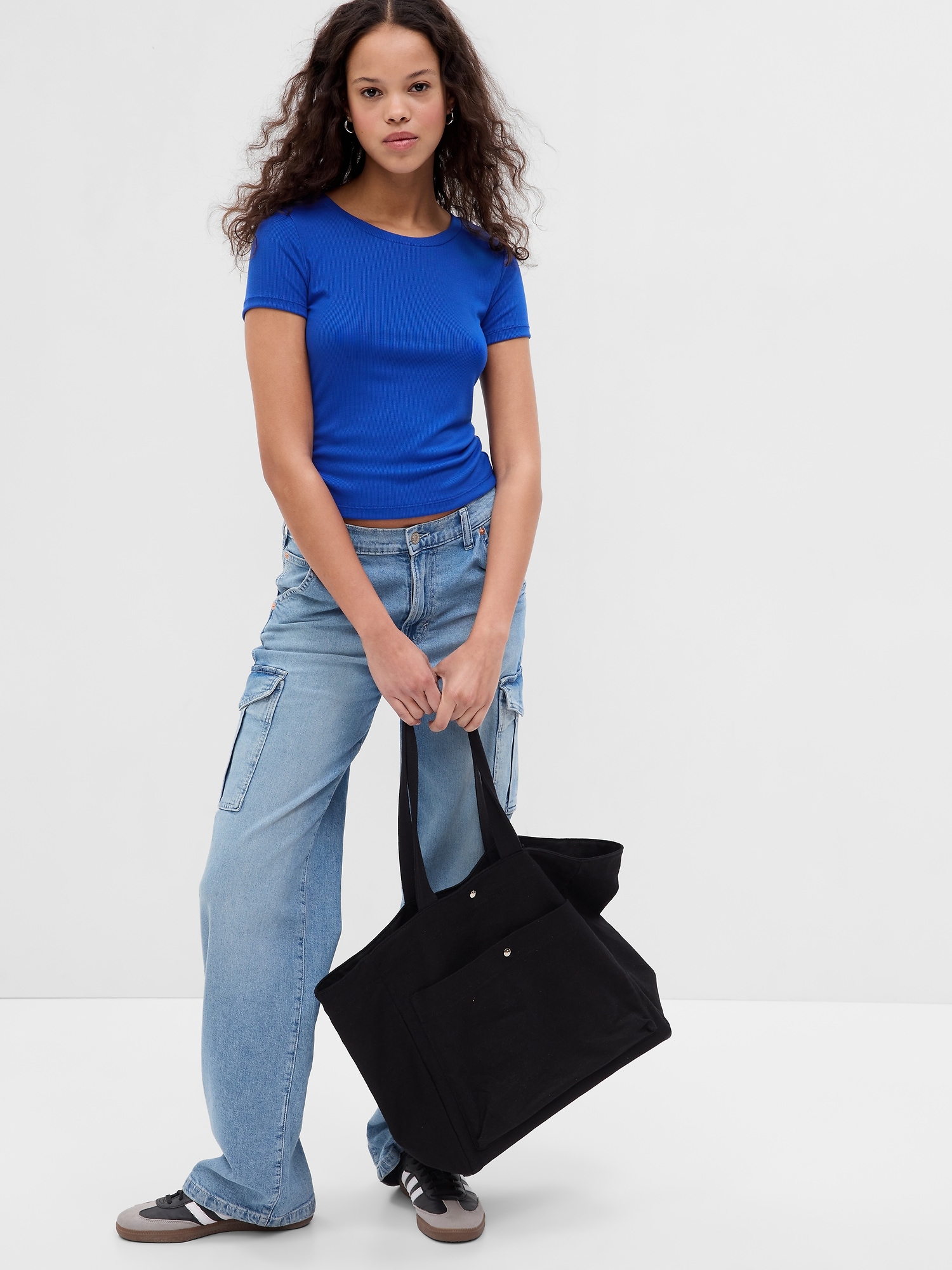 Gap Mini Rib Cropped T-Shirt blue. 1