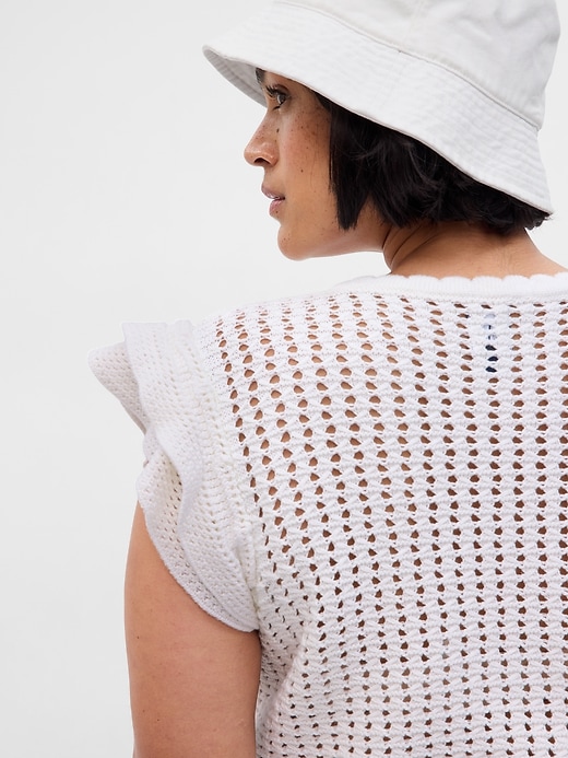 Image number 5 showing, Flutter Sleeve Crochet Sweater