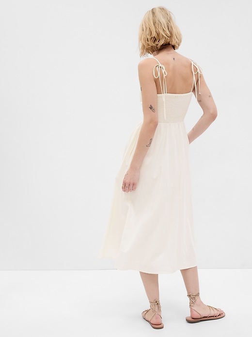 Image number 2 showing, Linen-Blend Corset Midi Dress