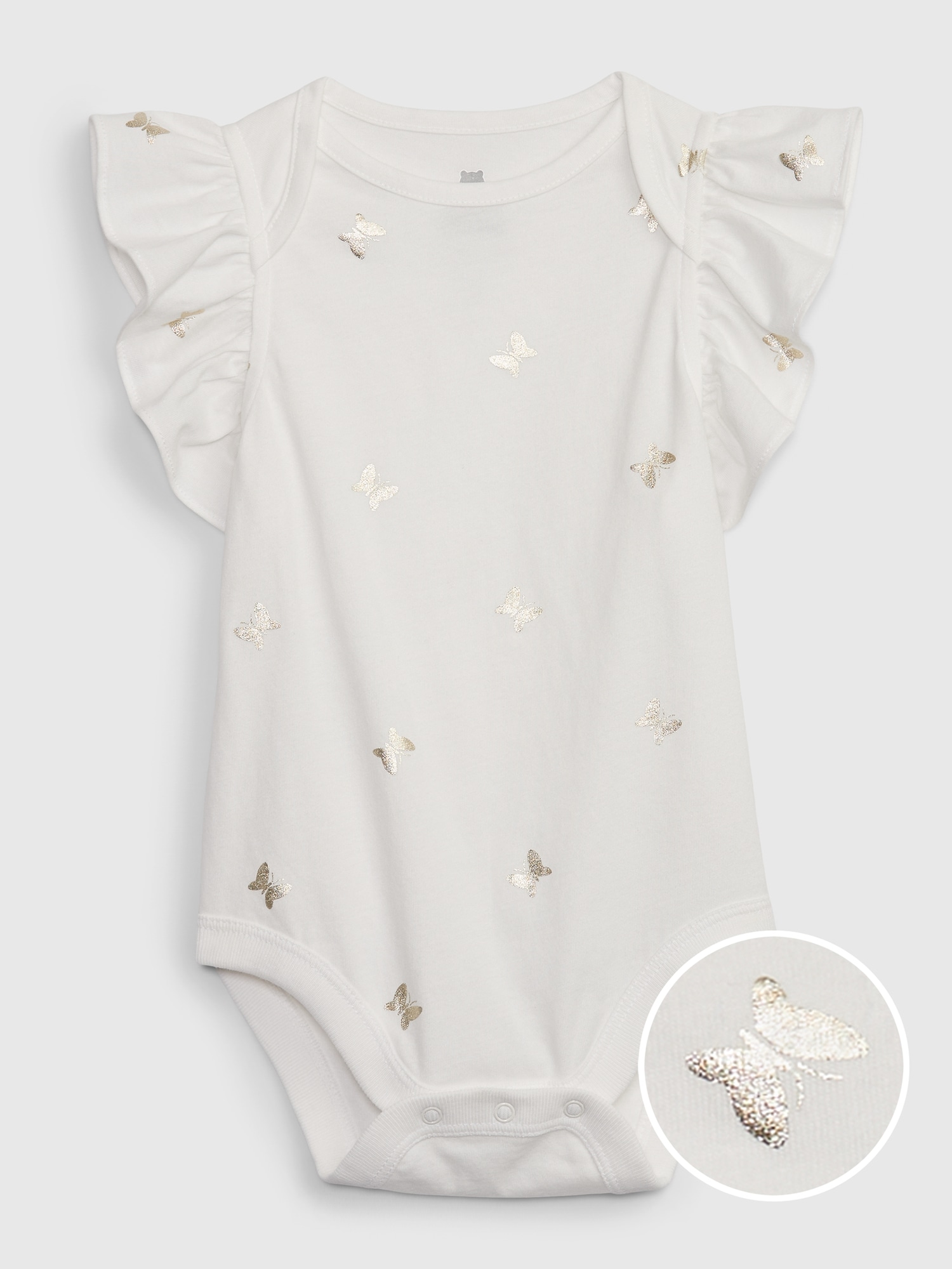 Gap Baby 100% Organic Cotton Mix and Match Flutter Sleeve Bodysuit white. 1