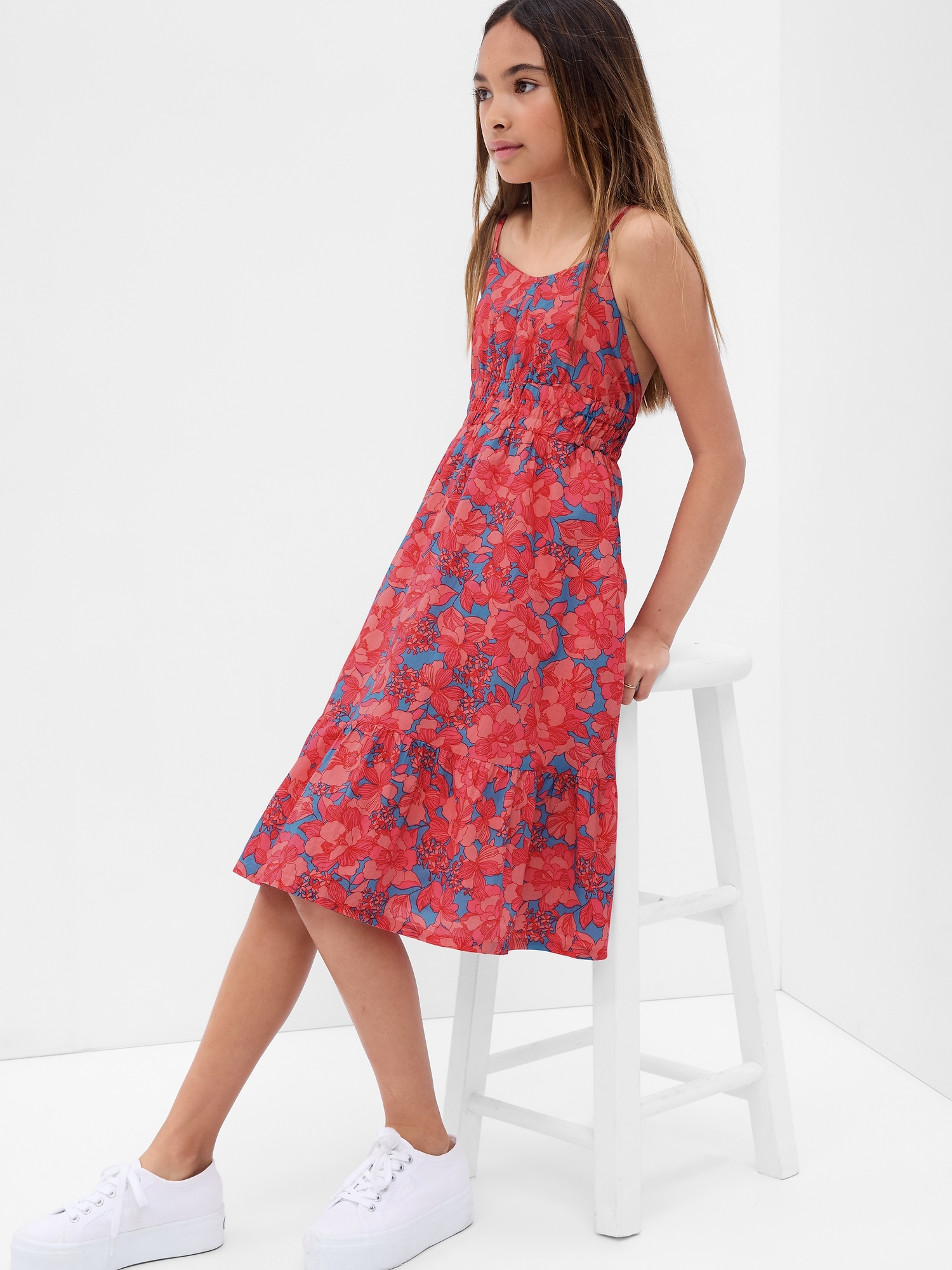 Gap Kids Linen-Cotton Floral Dress multi. 1