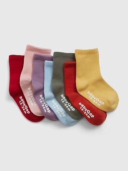 Solid Organic Cotton Toddler Crew Socks 6 Pack