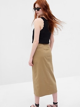 Khaki white outlet pencil skirt