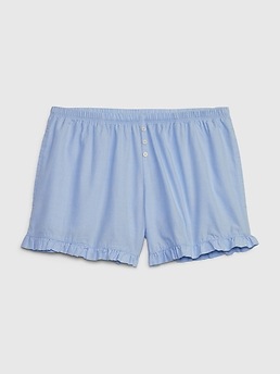 2-pack cotton poplin pyjama shorts - Blue/Striped - Ladies