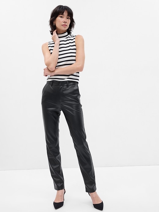 Mid Rise Vegan Leather Downtown Trousers