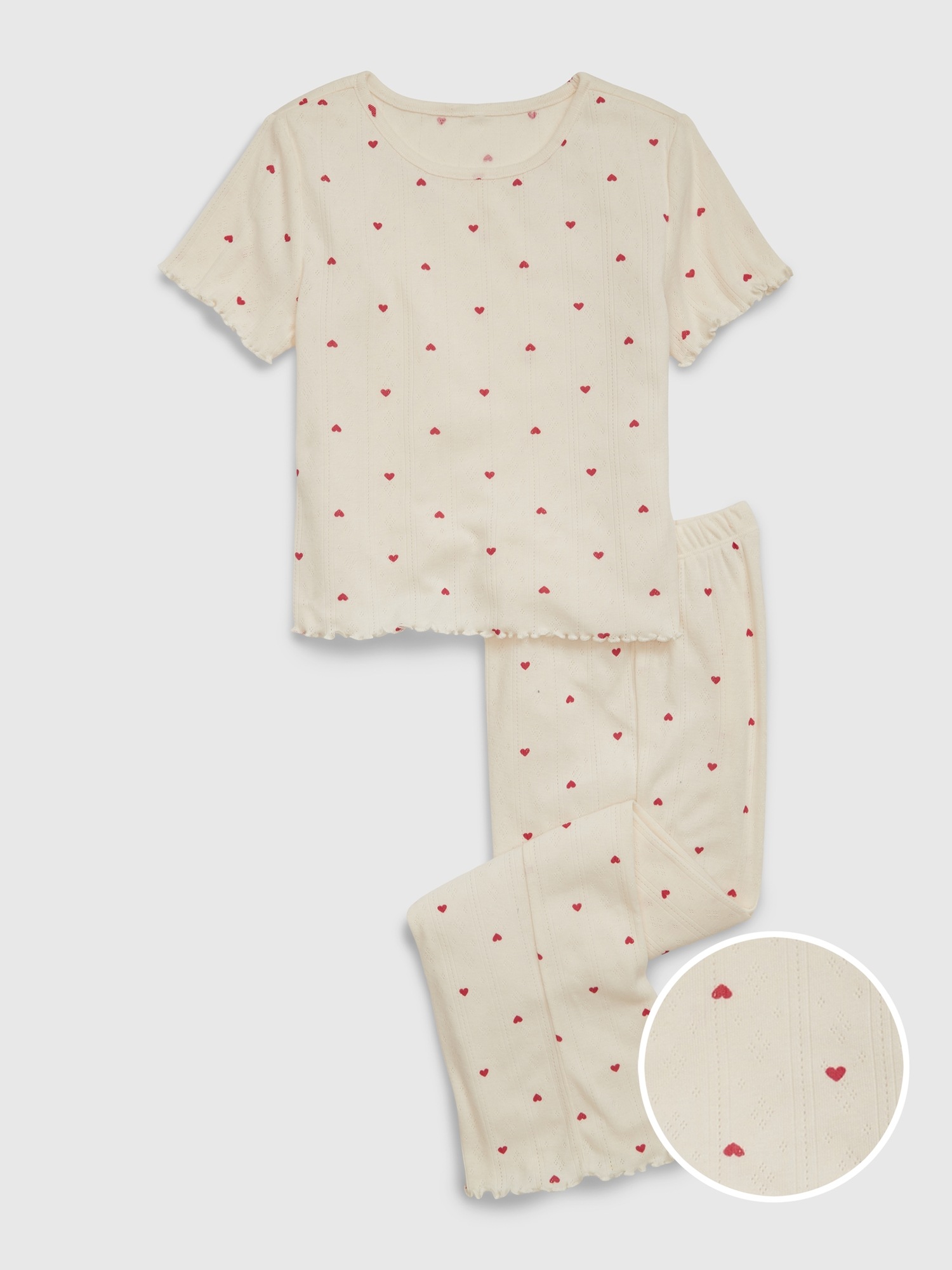 Gap Kids Recycled Pointelle PJ Set beige. 1