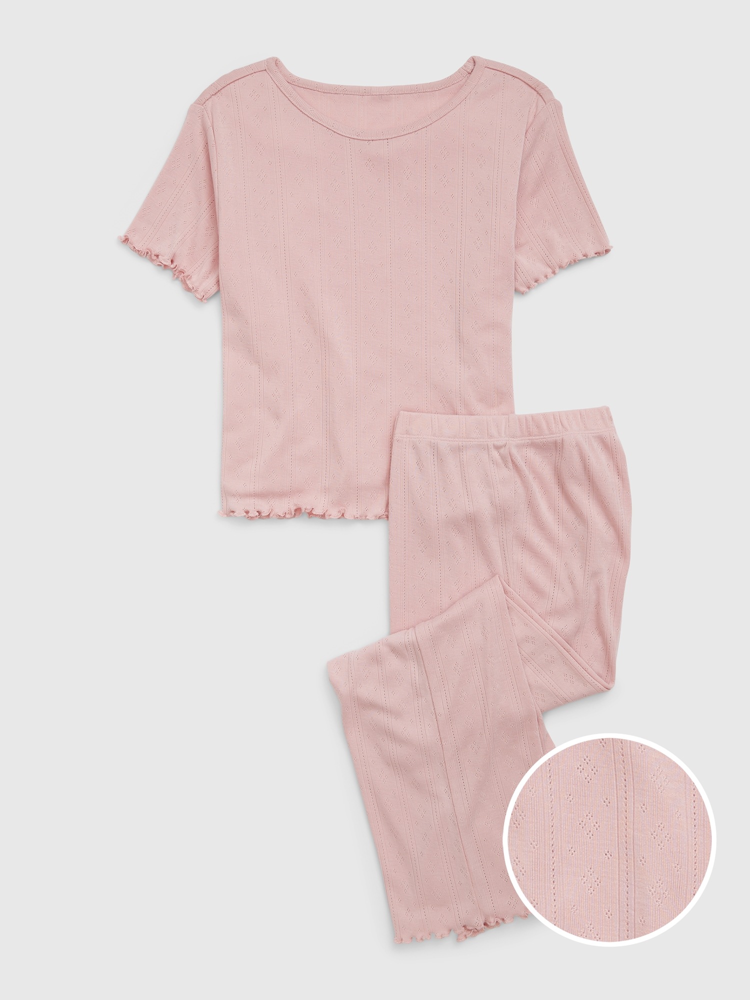 Gap Kids Recycled Pointelle PJ Set pink. 1