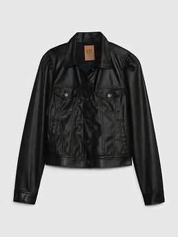 Vegan Leather Puff Sleeve Jacket | Gap