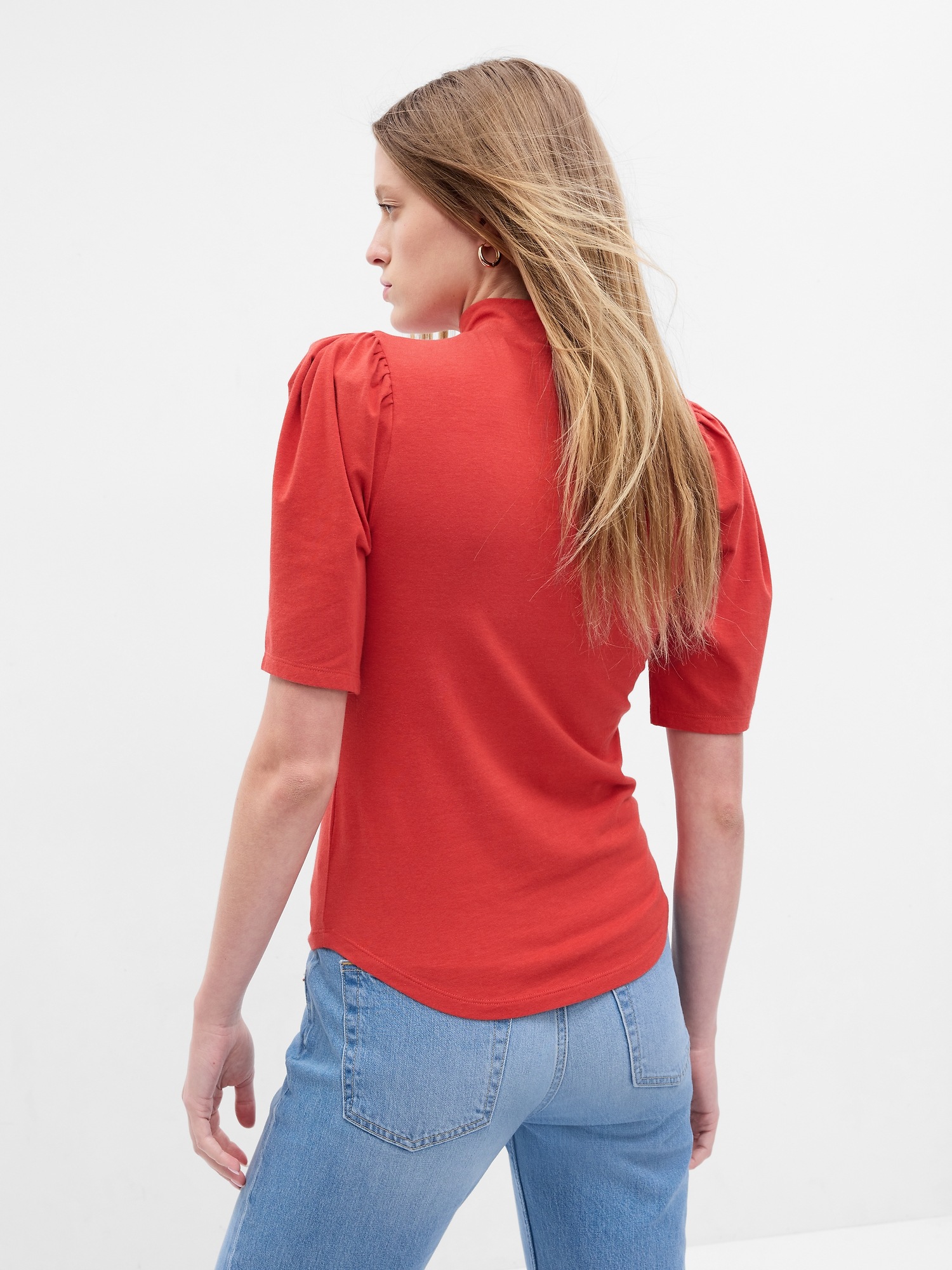 Featherweight Puff Sleeve Rib T-Shirt