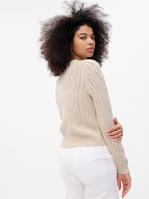 Image number 2 showing, Cropped Cable-Knit Sweater