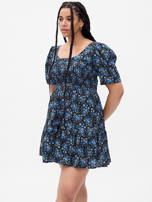 Image number 4 showing, Puff Sleeve Smocked Floral Mini Dress