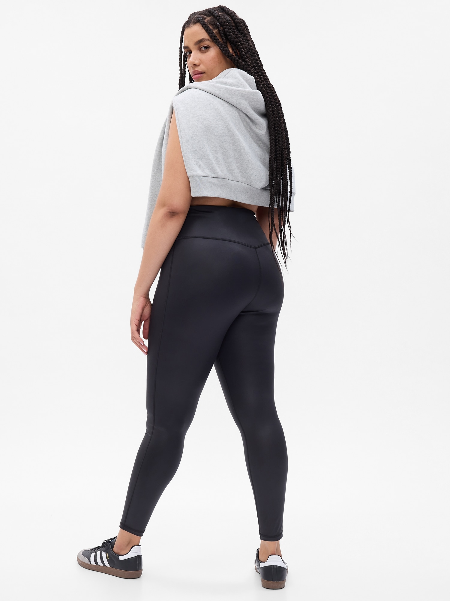 Assets by Spanx Leggings Womens Medium Black High Rise Side Stripe