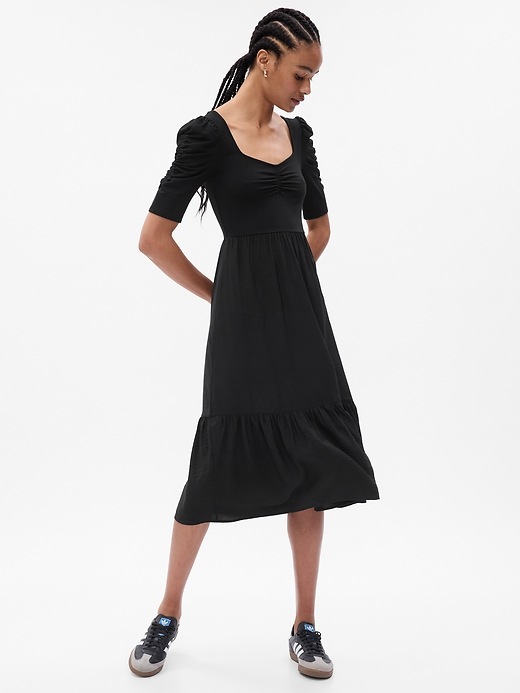 Image number 1 showing, Ruched Tiered Midi Dress