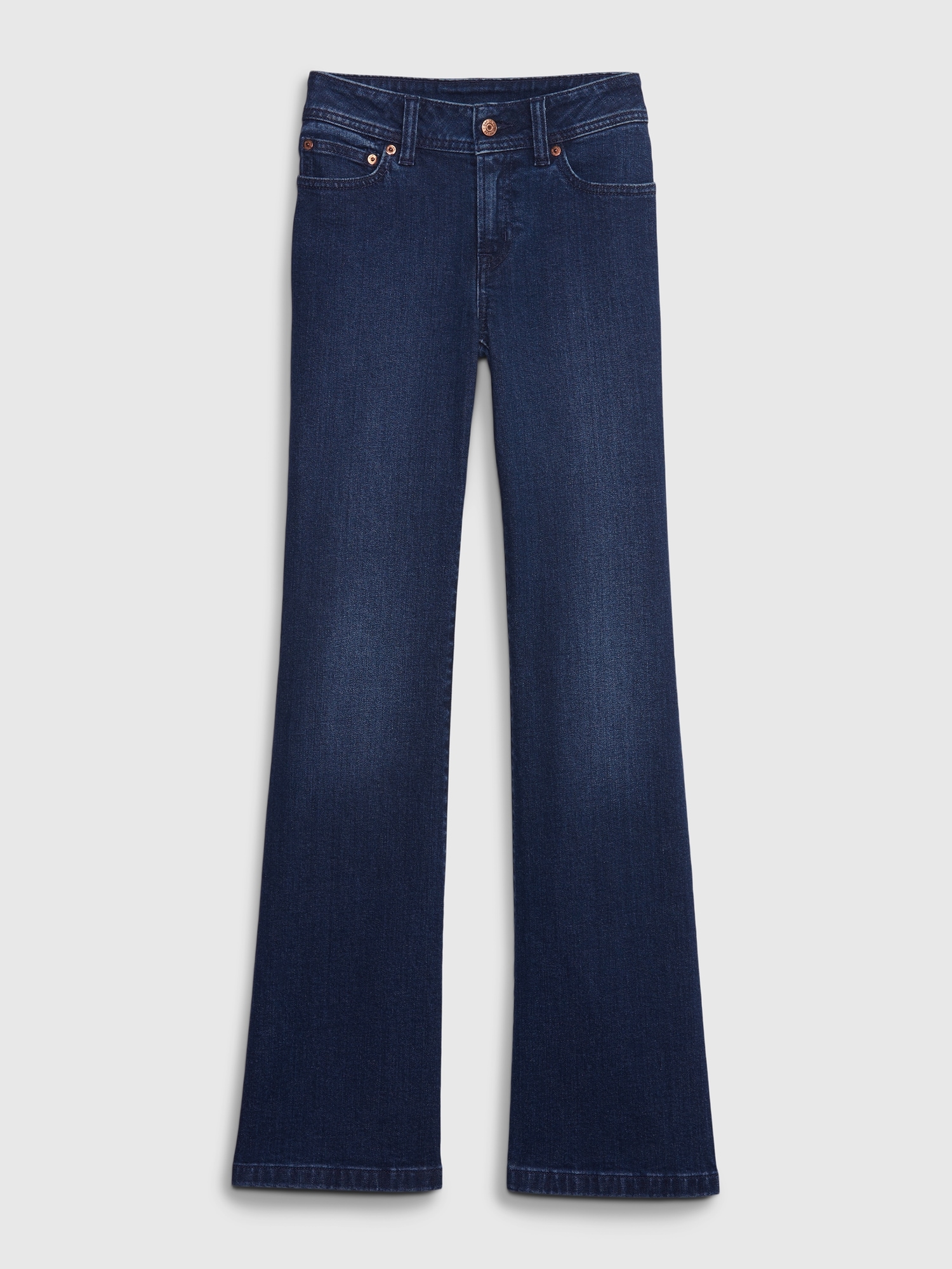 vintage 70s super low super flare distressed denim jeans / vintage