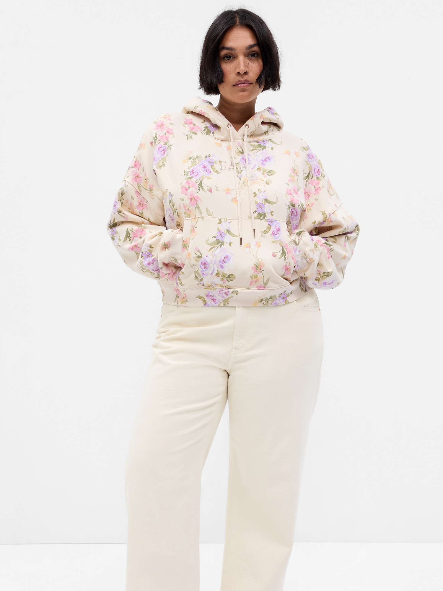 Gap × LoveShackFancy Floral Cropped Logo Hoodie | Gap