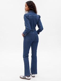 Denim jumpsuit hot sale flare leg