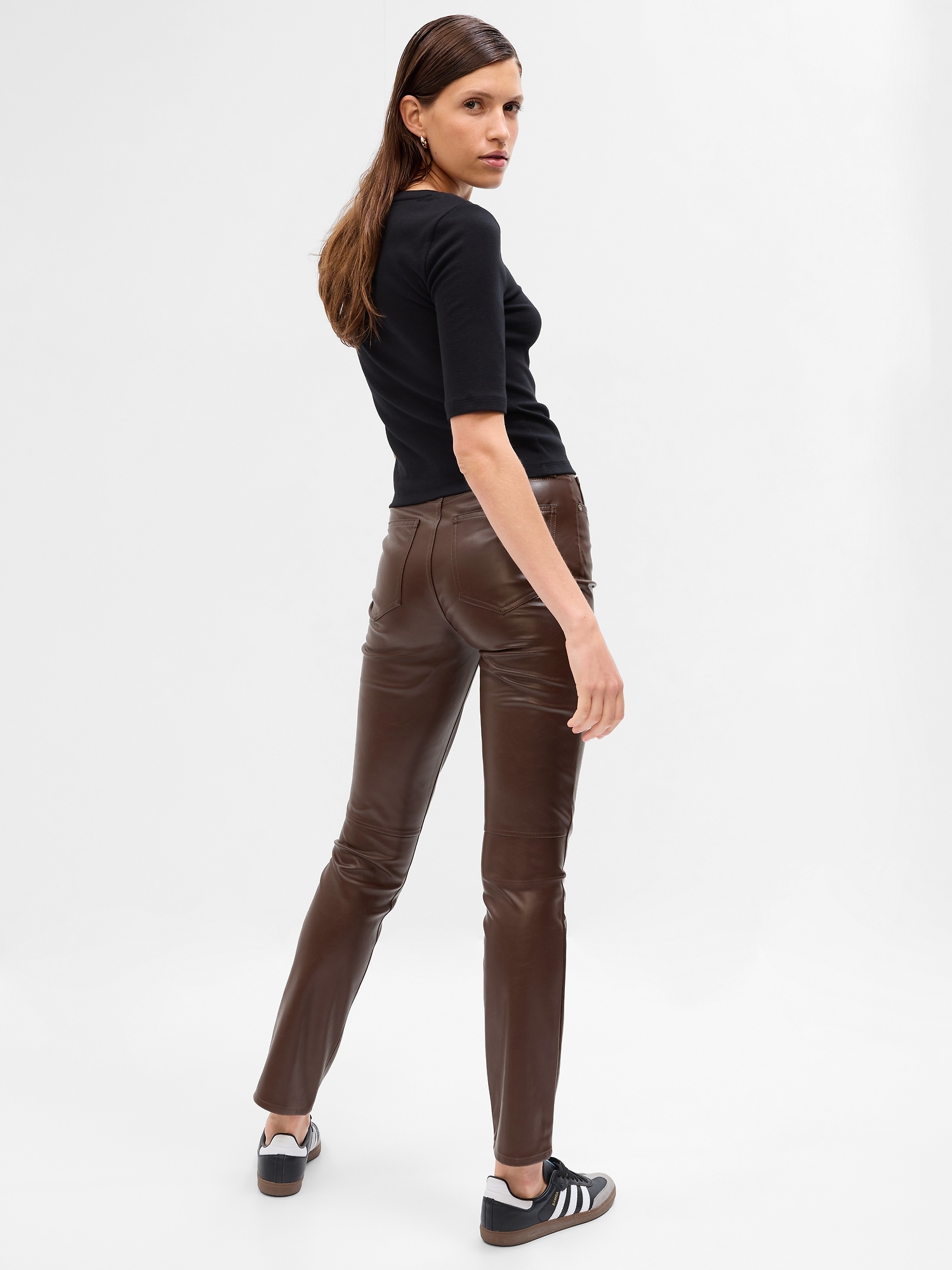 Women Skinny Low Waist Leather Pants