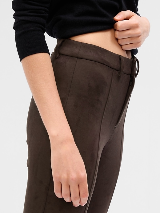 Image number 3 showing, Mid Rise Vegan Suede Skinny Pants