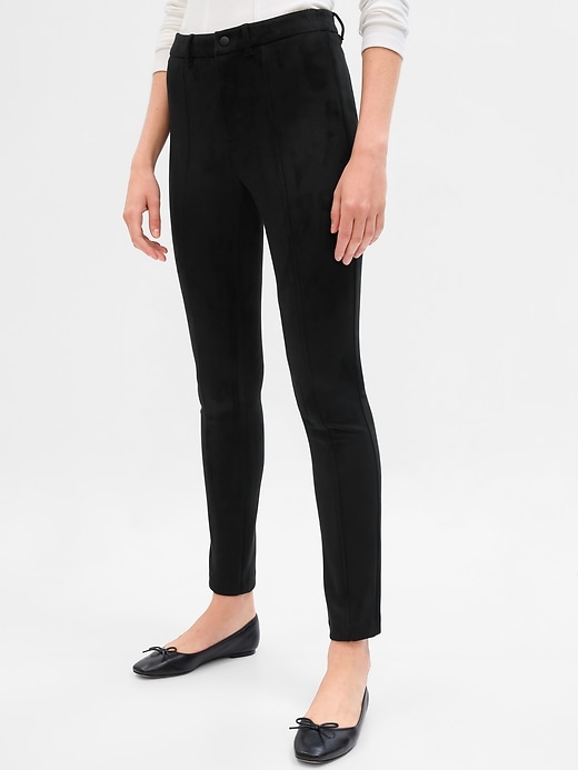 Image number 8 showing, Mid Rise Vegan Suede Skinny Pants