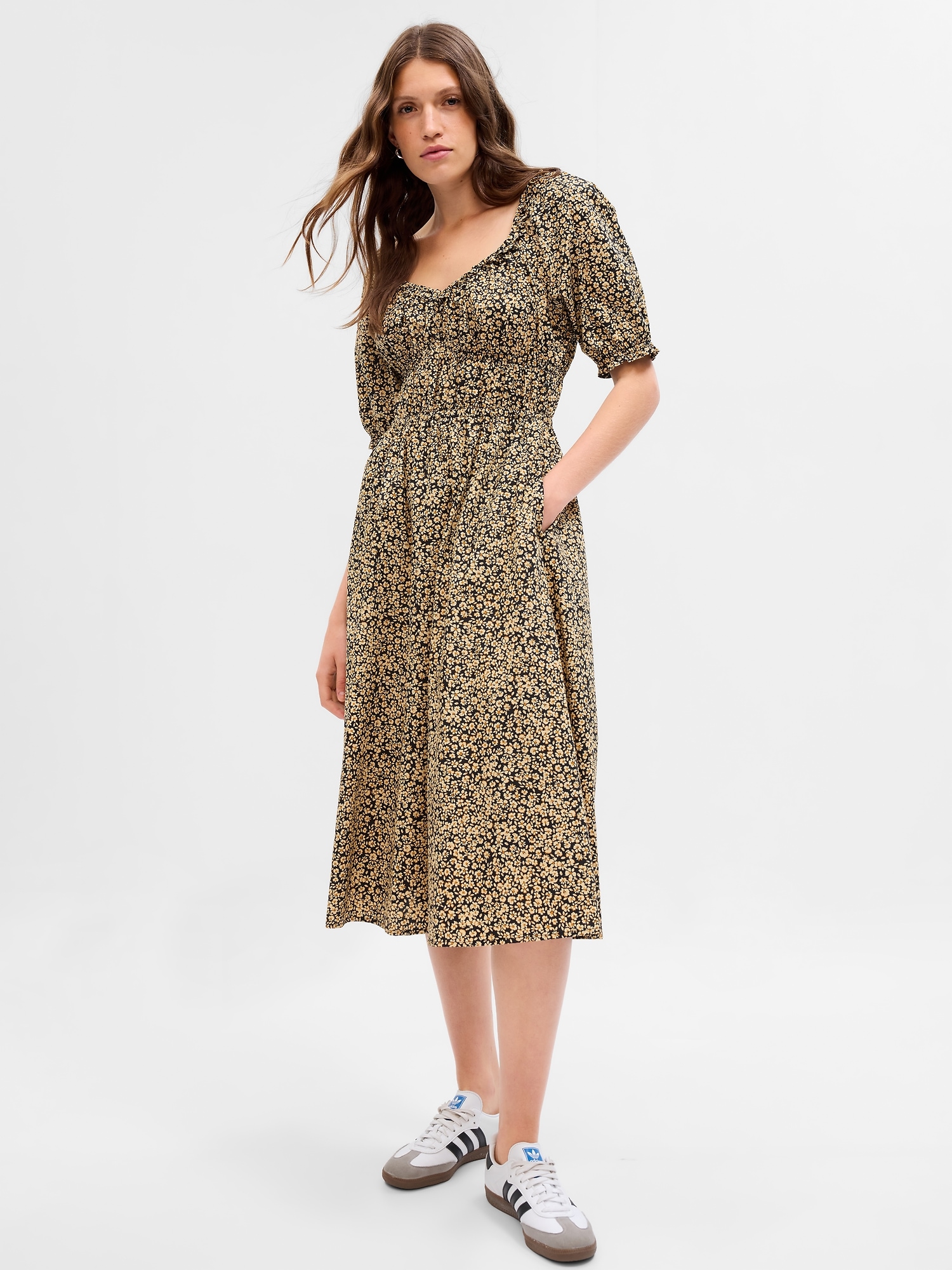 Puff Sleeve Midi Dress