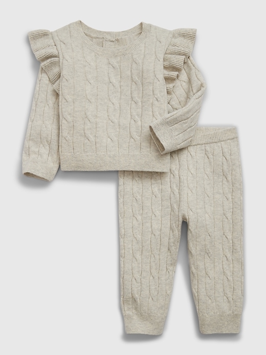 View large product image 1 of 1. Baby CashSoft Cable-Knit Sweater Outfit Set