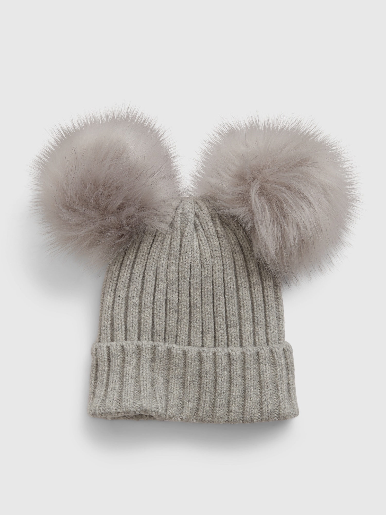 Toddler CashSoft Double-Pom Beanie - Gray