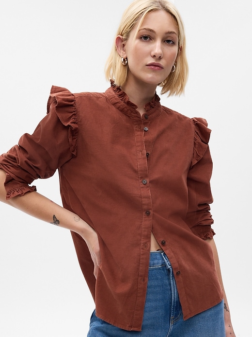 Image number 4 showing, Corduroy Ruffle Shirt