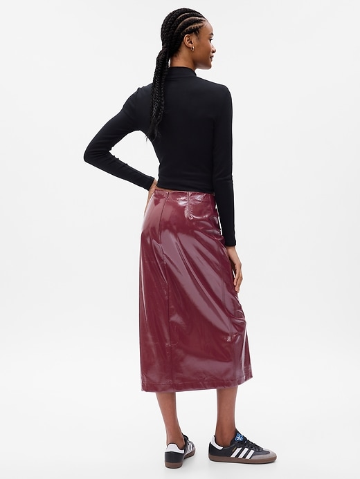 Vegan Leather Midi Skirt