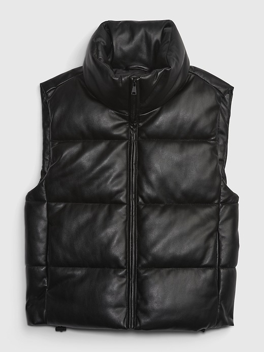 Image number 6 showing, Vegan Leather Cropped Puffer Vest