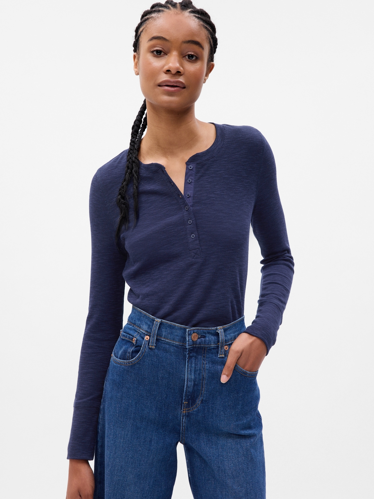 Gap henley long best sale sleeve