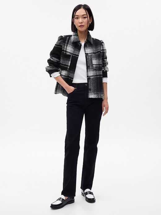 Image number 1 showing, Puff Sleeve Cropped Wool Shirt Jacket