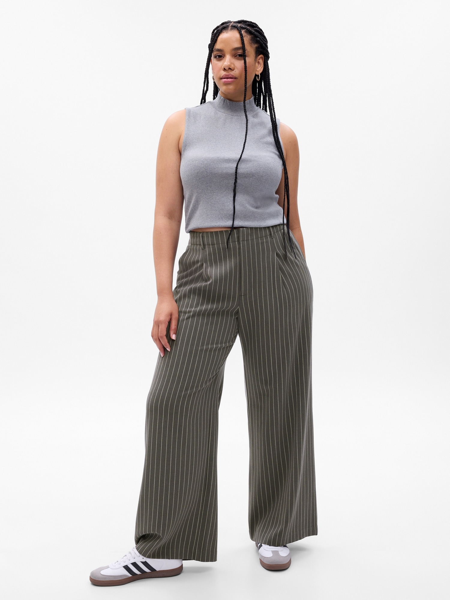  Women Wide Leg Suit Pants High Waisted Pleated Formal Pants  Loose Fit Work Office Stylish Elegant Slacks with Pockets Beige : Clothing,  Shoes & Jewelry