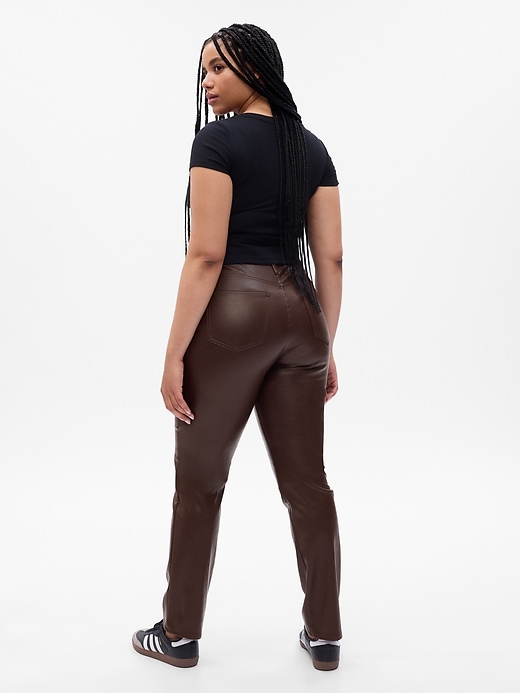 Image number 5 showing, High Rise Vegan Leather Vintage Slim Pants