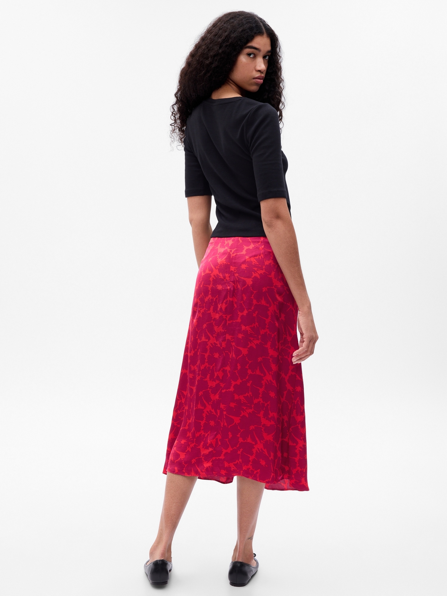 Ruched Floral Midi Skirt | Gap